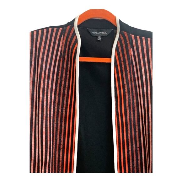 Ming Wang Open Cardigan Jacket Sz LG Black with Stripes - Picture 3 of 7